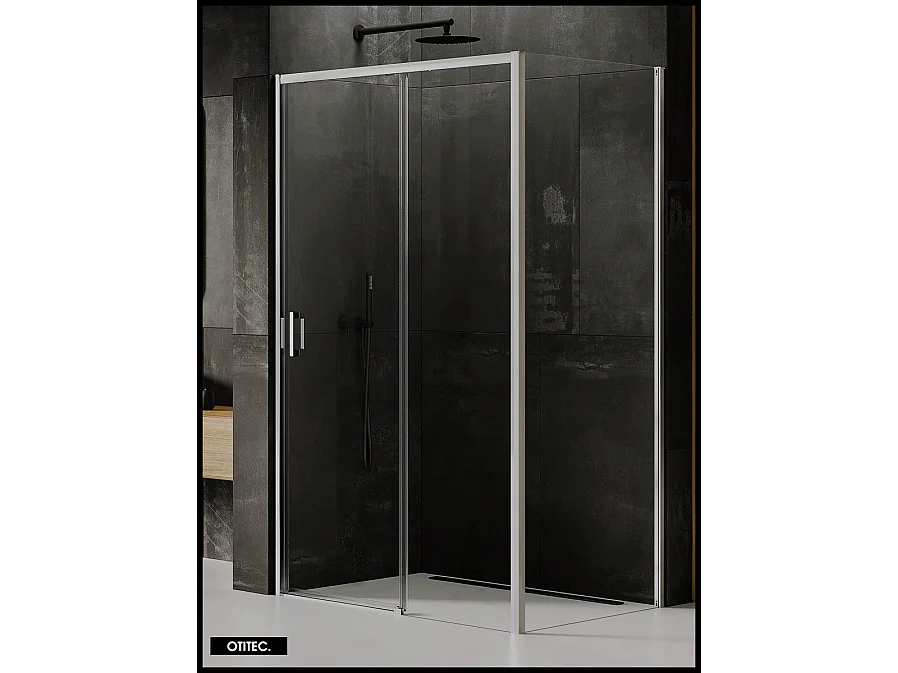 Porte de Douche avec Paroi Latérale - 140 x 90 x 200 - CHROME - PRIME - DROITE