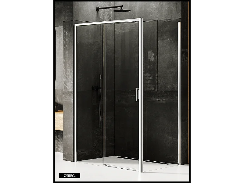 Porte de Douche avec Paroi Latérale (ouverture depuis l'angle) - 110 x 100 x 200 - CHROME - PRIME - GAUCHE