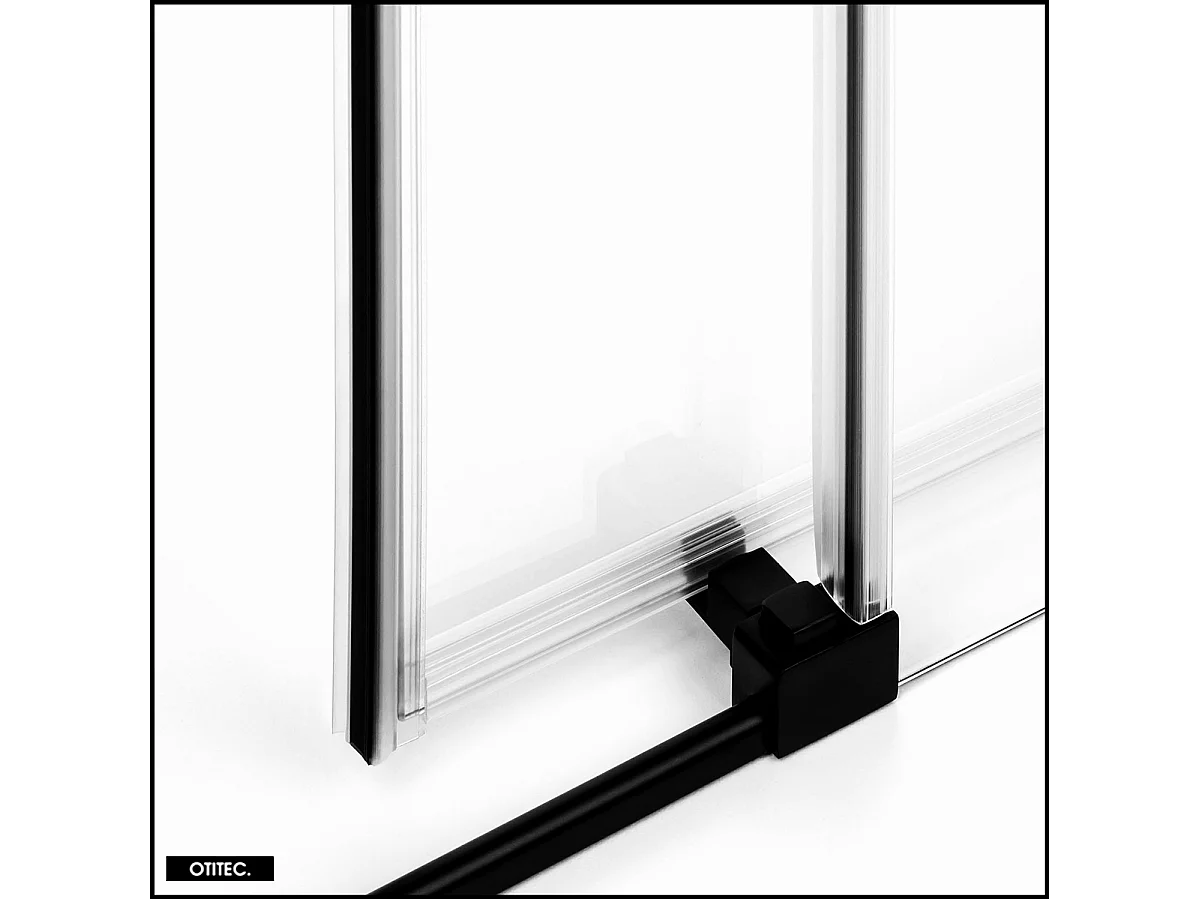 Porte de Douche avec Paroi Latérale - 150 x 90 x 200 - NOIR MAT - PRIME - GAUCHE