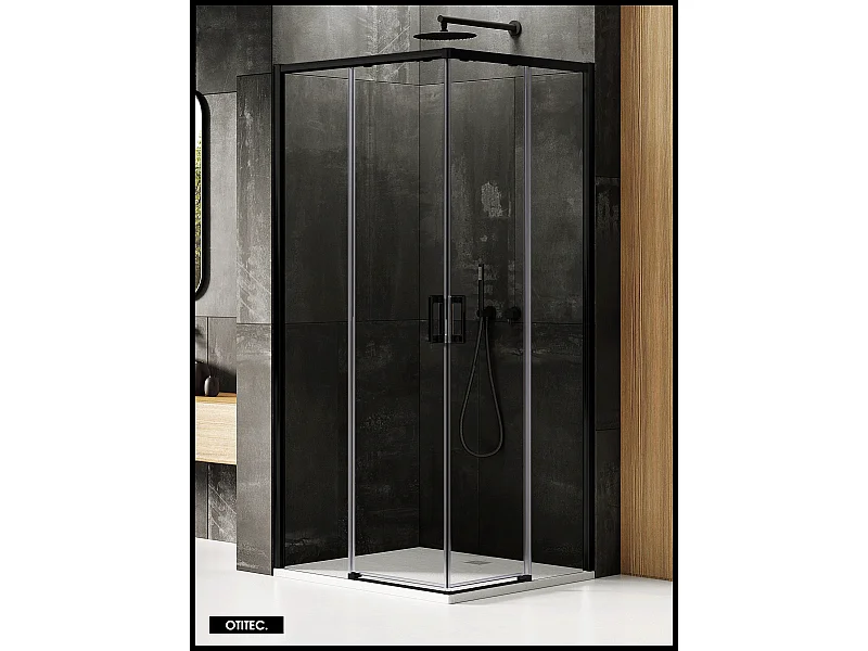 Porte de Douche Coulissante avec Paroi Latérale - 90 x 120 x 200 - NOIR MAT - PRIME