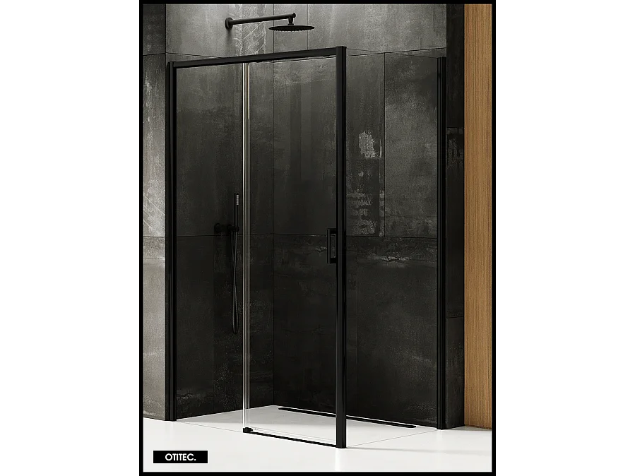 Porte de Douche avec Paroi Latérale (ouverture depuis l'angle) - 100 x 70 x 200 - NOIR MAT - PRIME - GAUCHE