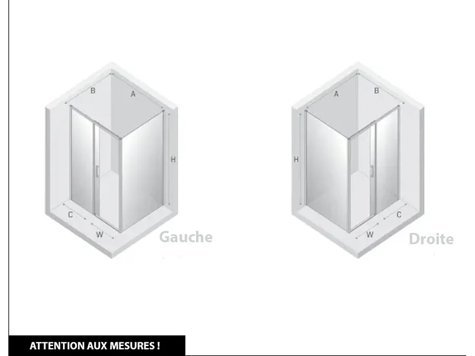 Porte de Douche avec Paroi Latérale (ouverture depuis l'angle) - 110 x 100 x 200 - BLANC MAT - PRIME - GAUCHE