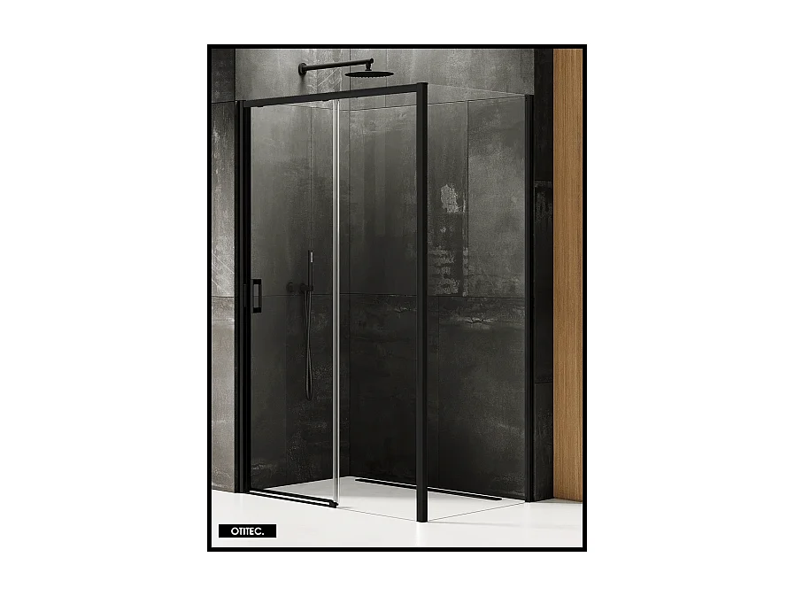 Porte de Douche avec Paroi Latérale - 100 x 70 x 200 - NOIR MAT - PRIME - DROITE