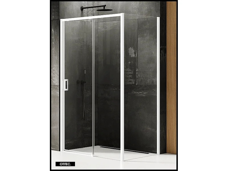 Porte de Douche avec Paroi Latérale - 150 x 80 x 200 - BLANC MAT - PRIME - DROITE