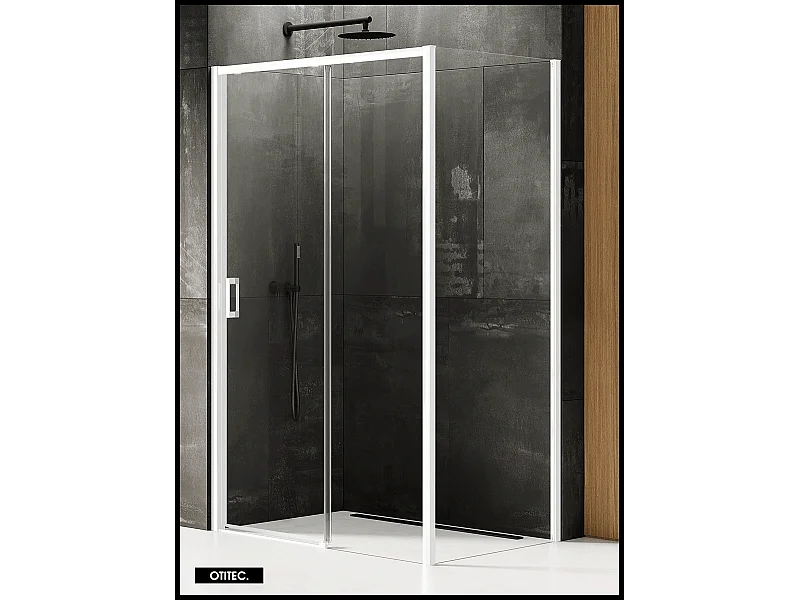 Porte de Douche avec Paroi Latérale - 120 x 100 x 200 - BLANC MAT - PRIME - DROITE