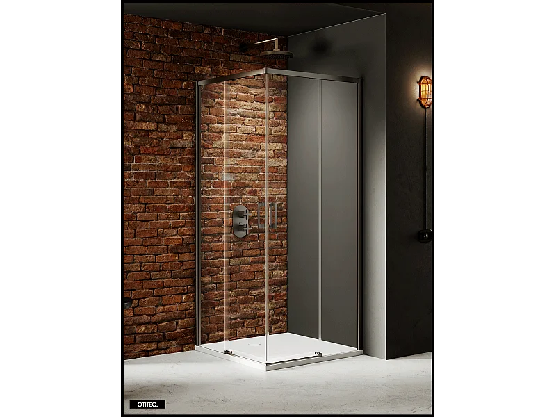 Porte de Douche Coulissante avec Paroi Latérale - 80 x 90 x 200 - GUNMETAL - PRIME