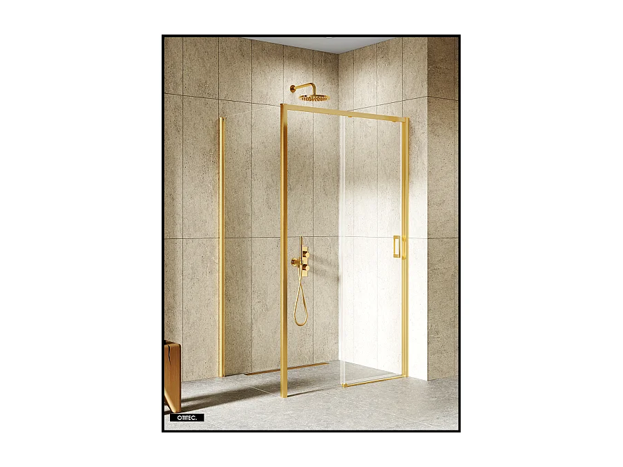 Porte de Douche avec Paroi Latérale - 140 x 100 x 200 - OR BROSSÉ - PRIME - DROITE
