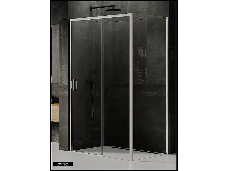 Porte de Douche avec Paroi Latérale - 110 x 90 x 200 - CHROME - PRIME - DROITE