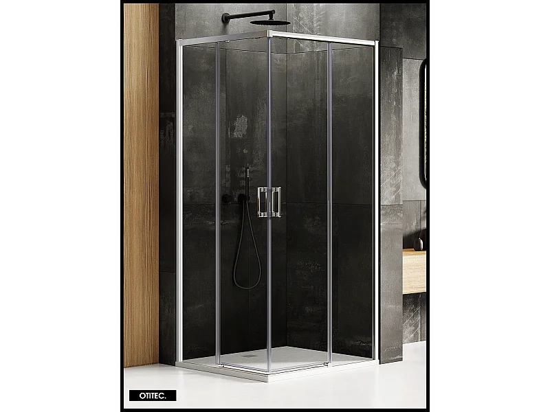 Porte de Douche Coulissante avec Paroi Latérale - 90 x 120 x 200 - CHROME - PRIME