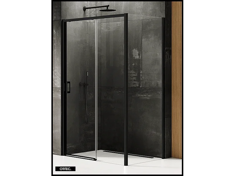 Porte de Douche avec Paroi Latérale - 160 x 90 x 200 - NOIR MAT - PRIME - DROITE