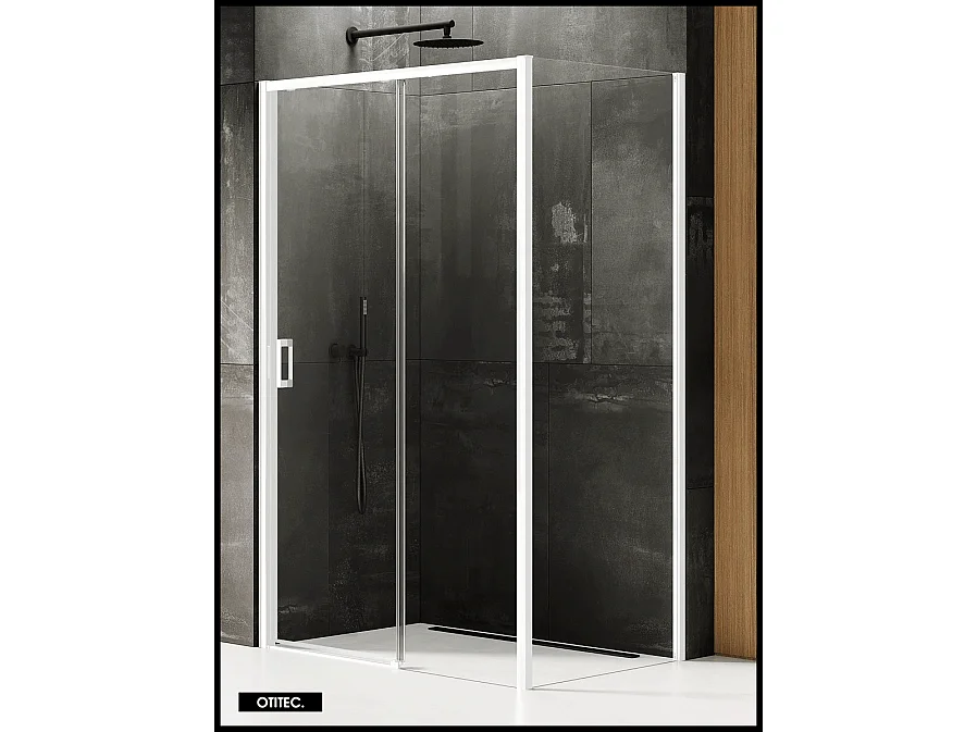 Porte de Douche avec Paroi Latérale - 140 x 80 x 200 - BLANC MAT - PRIME - DROITE