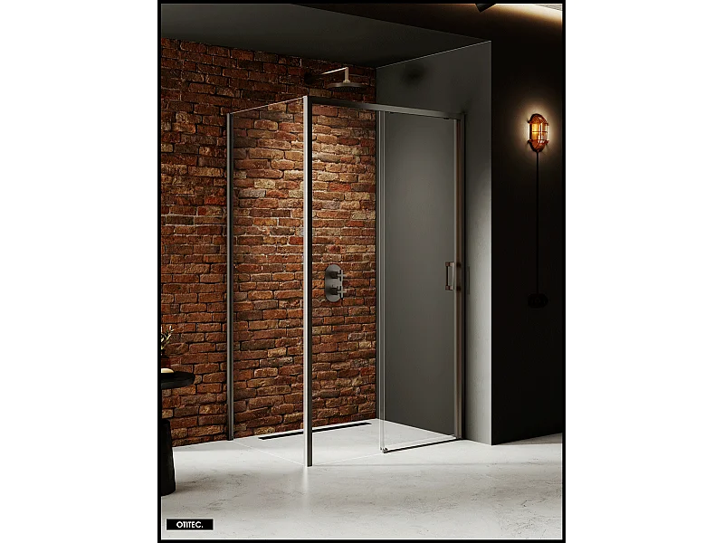 Porte de Douche avec Paroi Latérale - 160 x 70 x 200 - GUNMETAL - PRIME - GAUCHE