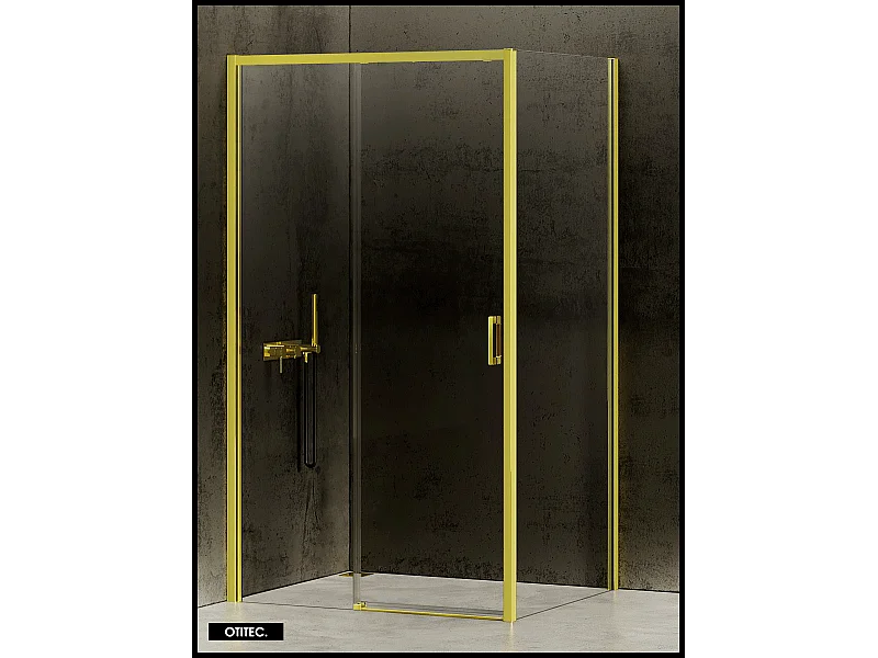 Porte de Douche avec Paroi Latérale (ouverture depuis l'angle) - 140 x 70 x 200 - OR LÉGER - PRIME - GAUCHE