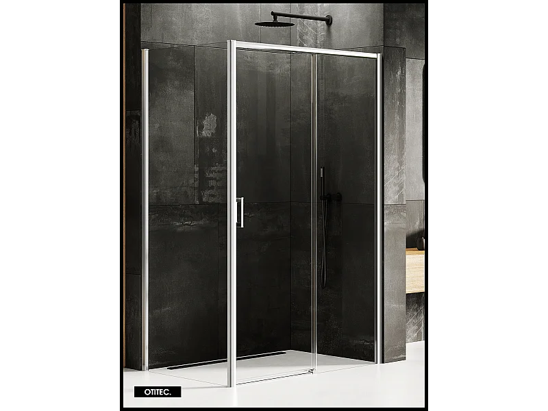 Porte de Douche avec Paroi Latérale (ouverture depuis l'angle) - 110 x 70 x 200 - CHROME - PRIME - DROITE
