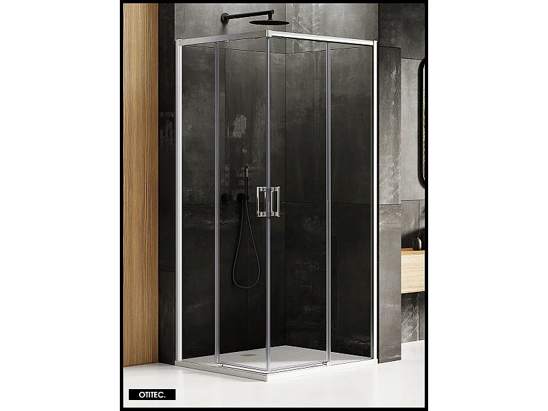 Porte de Douche Coulissante avec Paroi Latérale - 70 x 110 x 200 - CHROME - PRIME