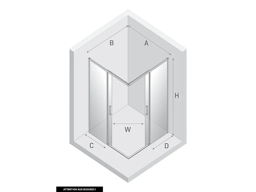 Porte de Douche Coulissante avec Paroi Latérale - 90 x 80 x 200 - GUNMETAL - PRIME