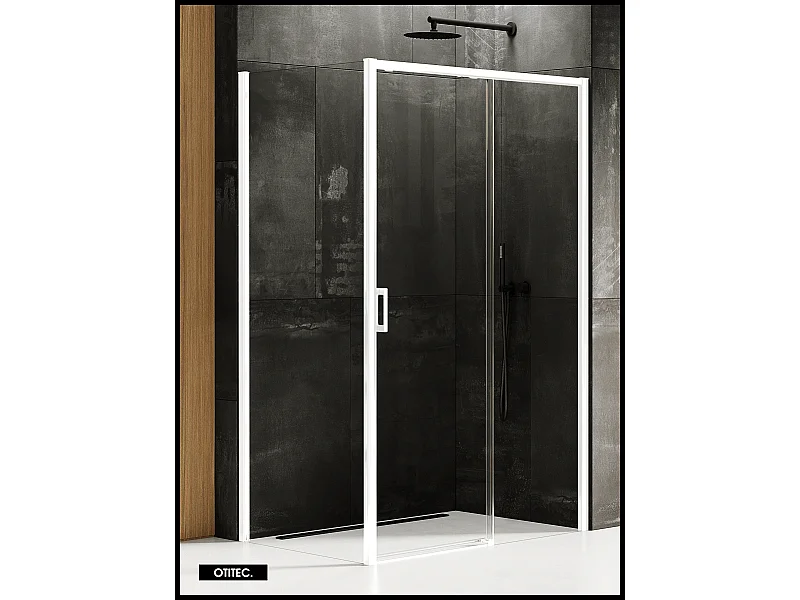 Porte de Douche avec Paroi Latérale (ouverture depuis l'angle) - 120 x 100 x 200 - BLANC MAT - PRIME - DROITE