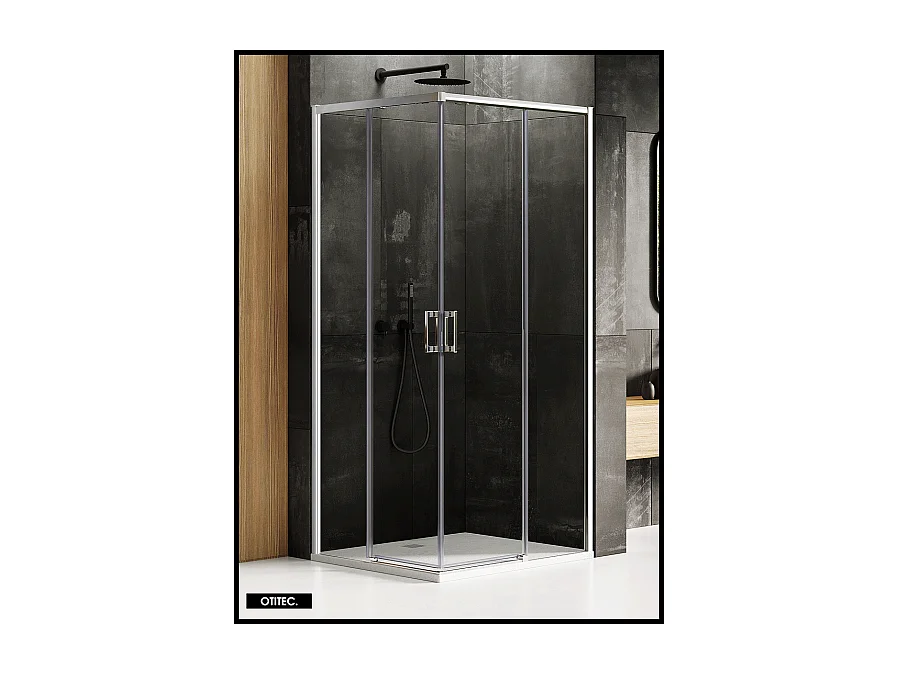 Porte de Douche Coulissante avec Paroi Latérale - 70 x 80 x 200 - CHROME - PRIME