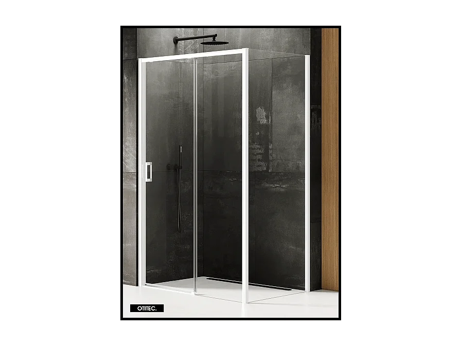 Porte de Douche avec Paroi Latérale - 120 x 70 x 200 - BLANC MAT - PRIME - DROITE