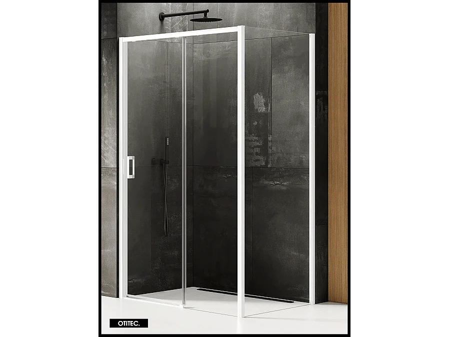Porte de Douche avec Paroi Latérale - 120 x 90 x 200 - BLANC MAT - PRIME - DROITE