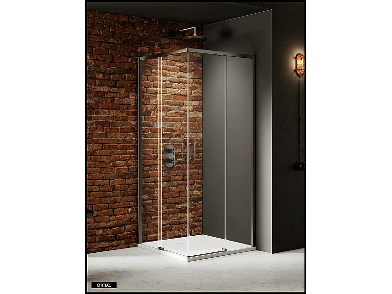 Porte de Douche Coulissante avec Paroi Latérale - 110 x 90 x 200 - GUNMETAL - PRIME