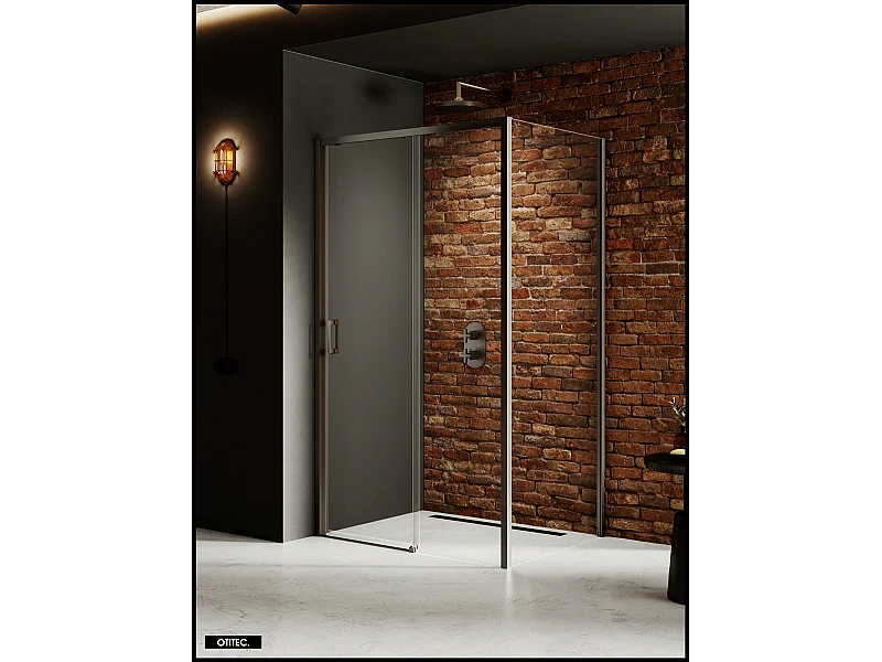 Porte de Douche avec Paroi Latérale - 130 x 90 x 200 - GUNMETAL - PRIME - DROITE