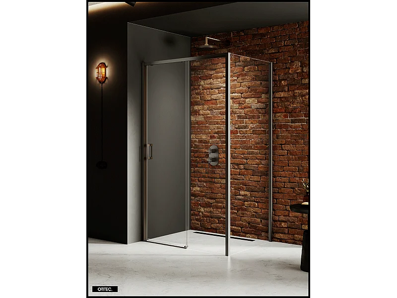 Porte de Douche avec Paroi Latérale - 160 x 80 x 200 - GUNMETAL - PRIME - DROITE