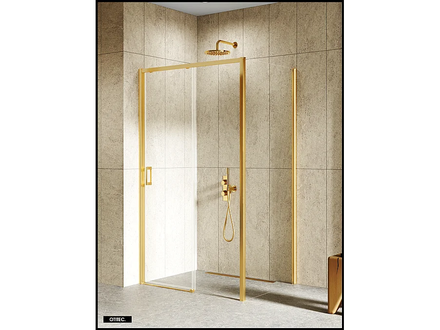 Porte de Douche avec Paroi Latérale - 160 x 100 x 200 - OR BROSSÉ - PRIME - GAUCHE
