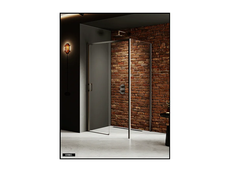 Porte de Douche avec Paroi Latérale - 110 x 80 x 200 - GUNMETAL - PRIME - DROITE