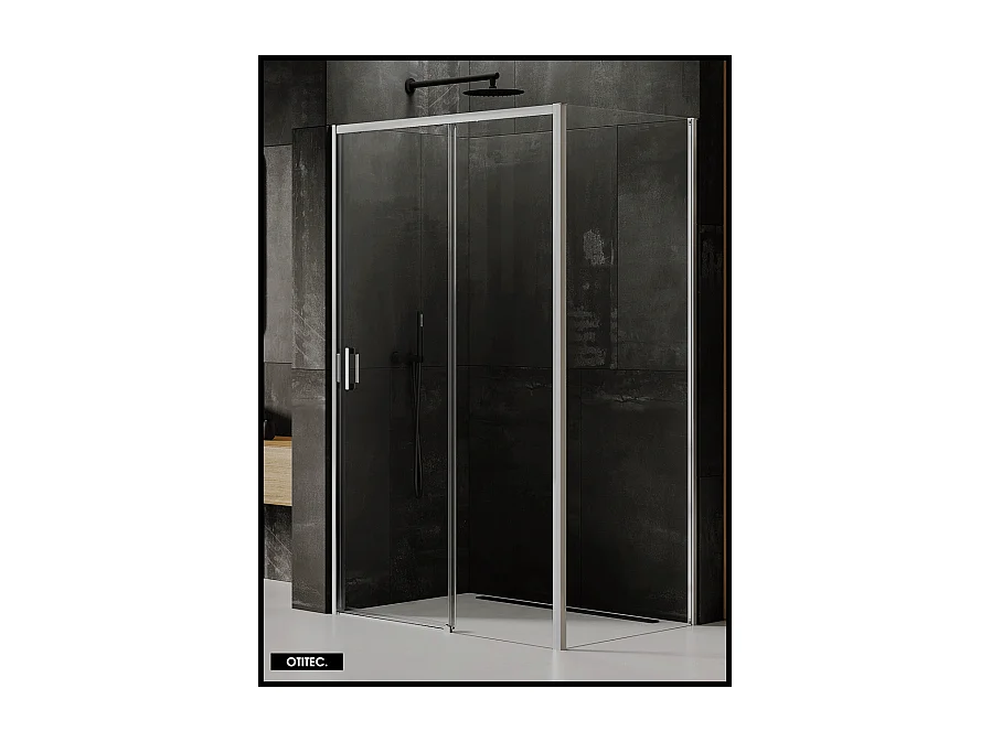 Porte de Douche avec Paroi Latérale - 130 x 80 x 200 - CHROME - PRIME - DROITE