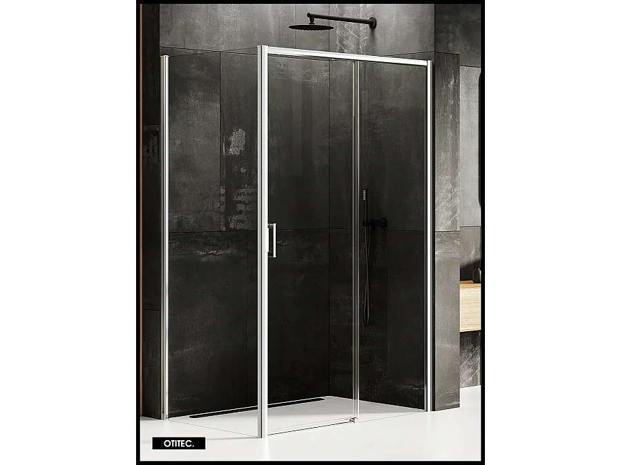 Porte de Douche avec Paroi Latérale (ouverture depuis l'angle) - 100 x 80 x 200 - CHROME - PRIME - DROITE