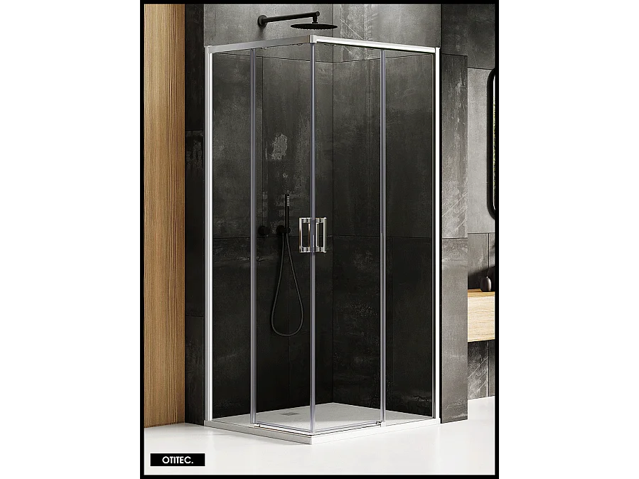 Porte de Douche Coulissante avec Paroi Latérale - 90 x 70 x 200 - CHROME - PRIME