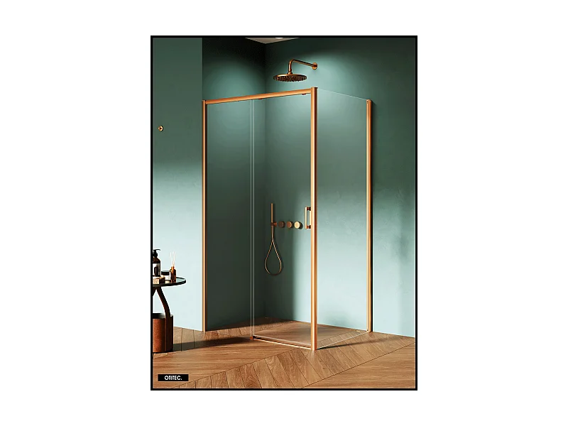 Porte de Douche avec Paroi Latérale (ouverture depuis l'angle) - 120 x 90 x 200 - OR BROSSÉ - PRIME - GAUCHE