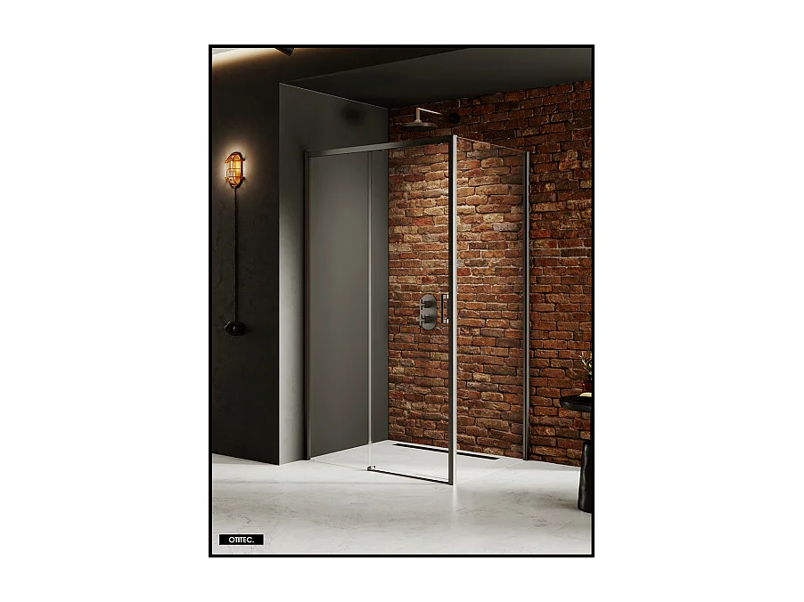 Porte de Douche avec Paroi Latérale (ouverture depuis l'angle) - 100 x 70 x 200 - GUNMETAL - PRIME - GAUCHE