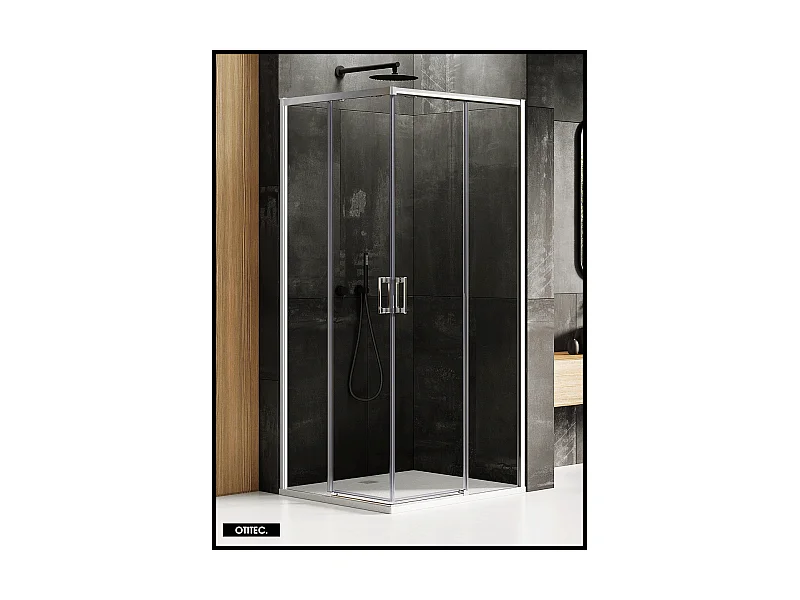 Porte de Douche Coulissante avec Paroi Latérale - 80 x 80 x 200 - CHROME - PRIME