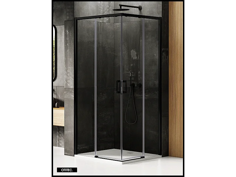 Porte de Douche Coulissante avec Paroi Latérale - 70 x 100 x 200 - NOIR MAT - PRIME