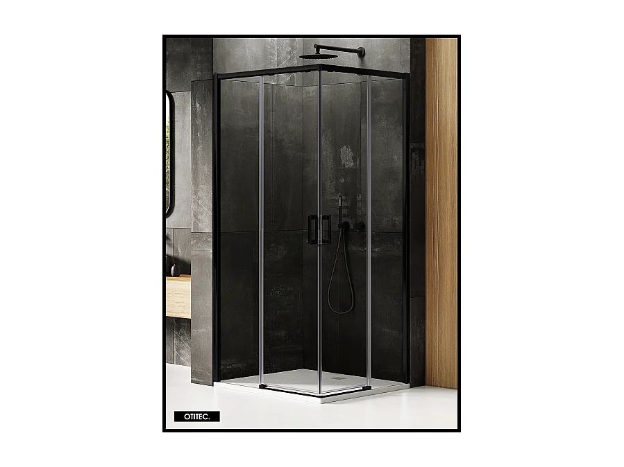 Porte de Douche Coulissante avec Paroi Latérale - 70 x 120 x 200 - NOIR MAT - PRIME