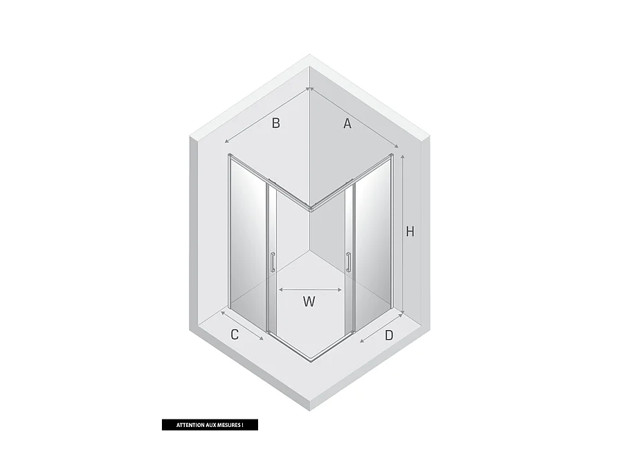 Porte de Douche Coulissante avec Paroi Latérale - 100 x 70 x 200 - OR LÉGER - PRIME