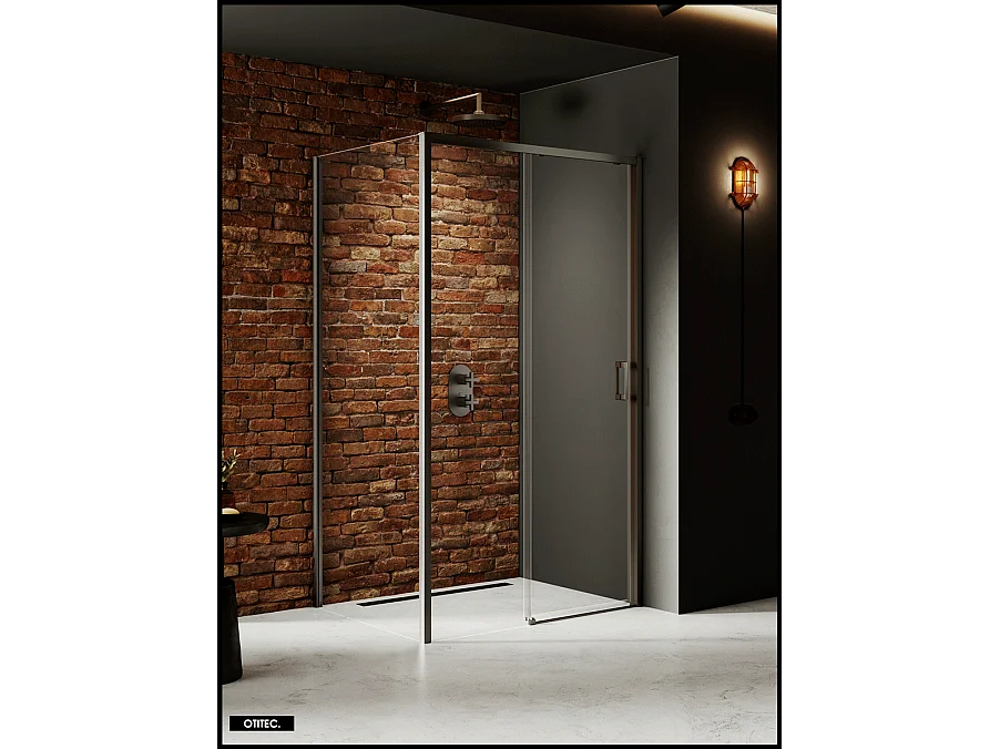 Porte de Douche avec Paroi Latérale - 150 x 80 x 200 - GUNMETAL - PRIME - GAUCHE