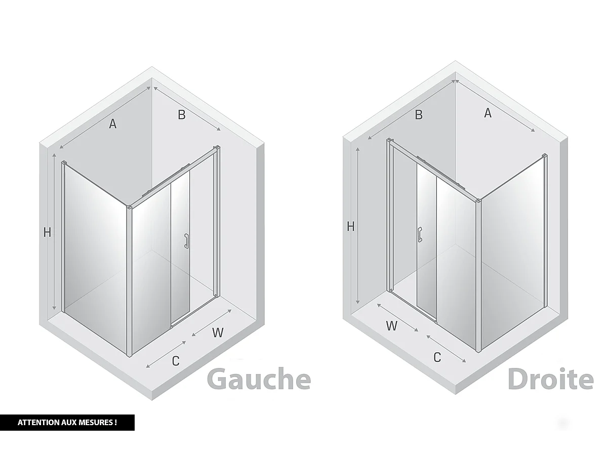 Porte de Douche avec Paroi Latérale - 160 x 70 x 200 - OR LÉGER - PRIME - DROITE