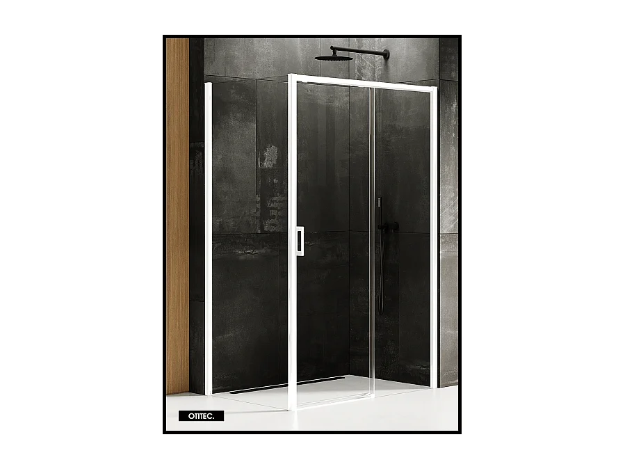 Porte de Douche avec Paroi Latérale (ouverture depuis l'angle) - 160 x 90 x 200 - BLANC MAT - PRIME - DROITE