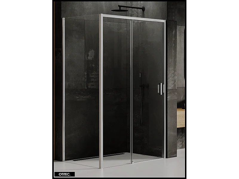 Porte de Douche avec Paroi Latérale - 120 x 90 x 200 - CHROME - PRIME - GAUCHE