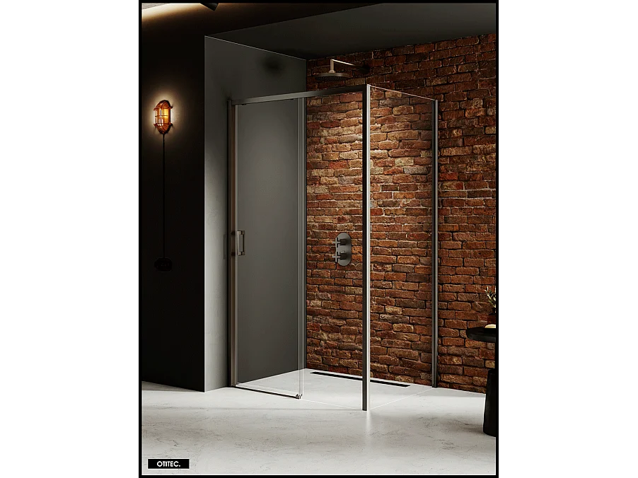 Porte de Douche avec Paroi Latérale - 160 x 100 x 200 - GUNMETAL - PRIME - GAUCHE