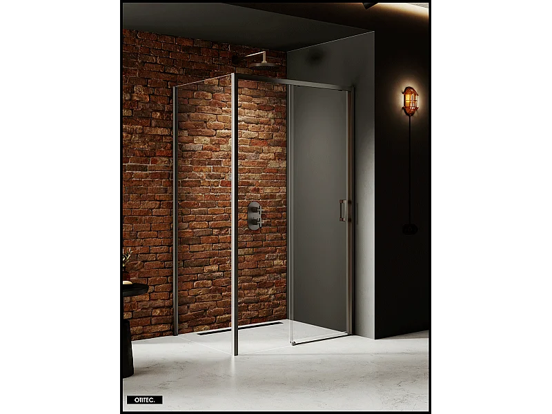 Porte de Douche avec Paroi Latérale - 110 x 80 x 200 - GUNMETAL - PRIME - GAUCHE