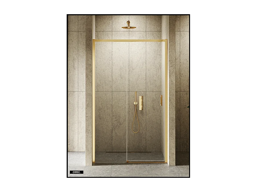 Porte de Douche avec Paroi Latérale - 150 x 200 - OR BROSSÉ - PRIME - GAUCHE