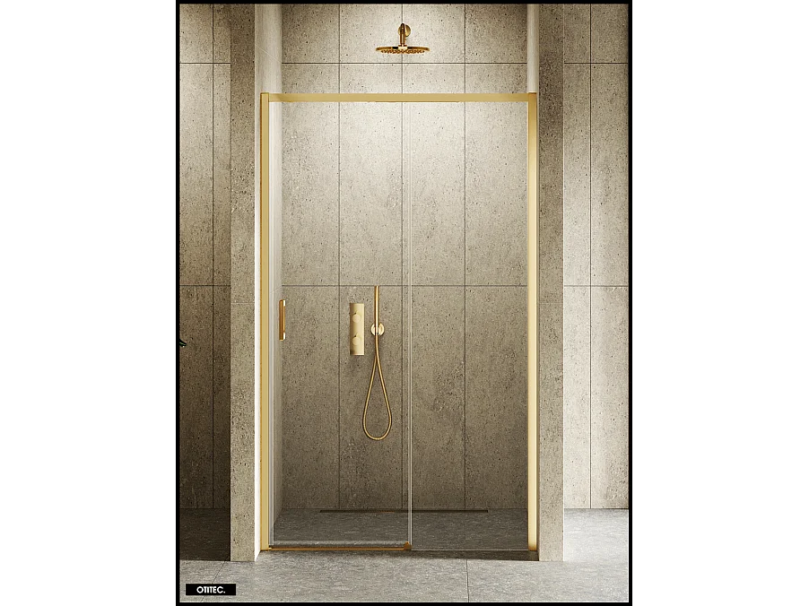 Porte de Douche avec Paroi Latérale - 120 x 200 - OR BROSSÉ - PRIME - DROITE