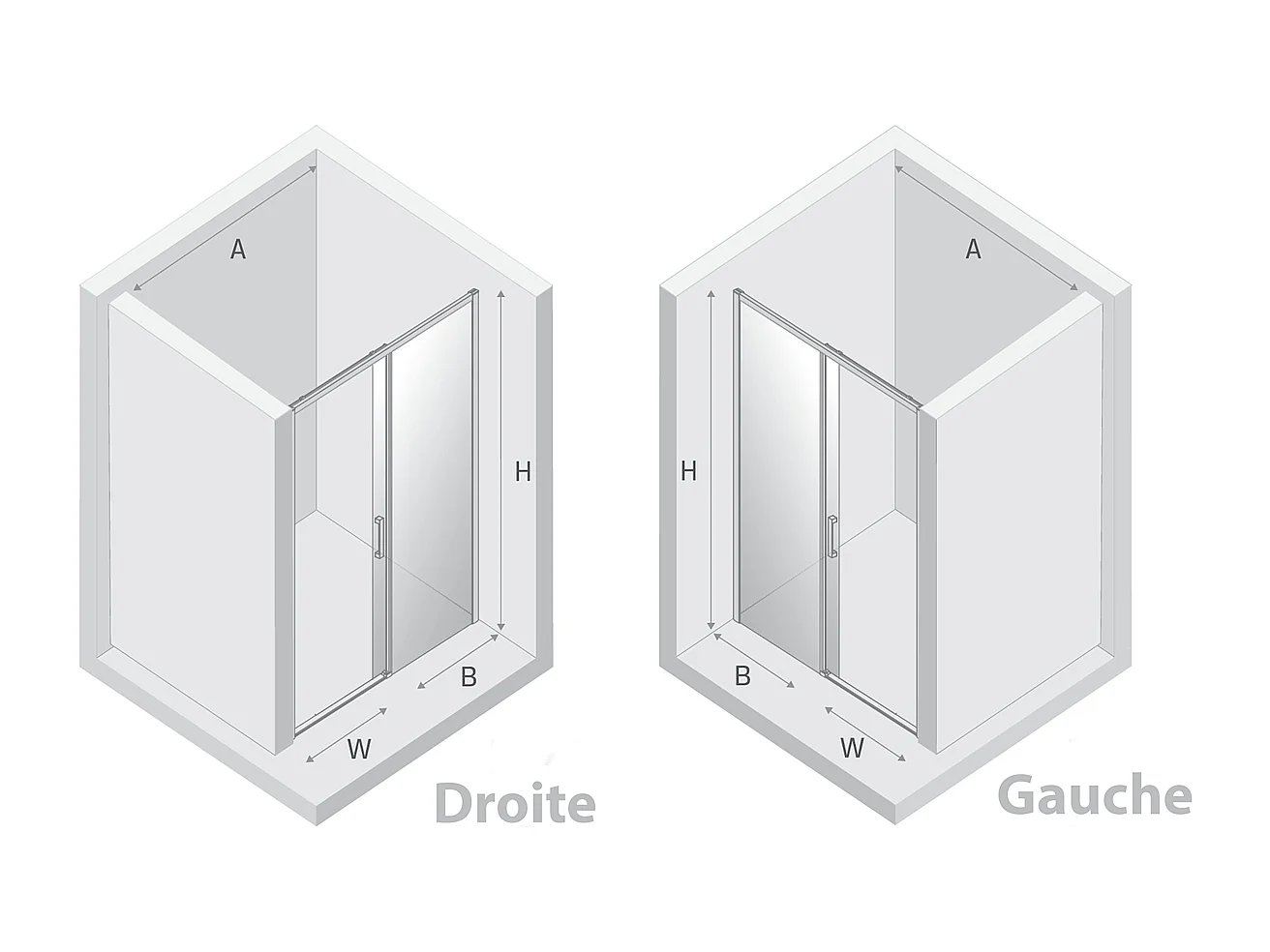 Porte de Douche avec Paroi Latérale - 160 x 200 - GRIS - PRIME - GAUCHE