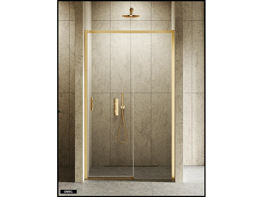 Porte de Douche avec Paroi Latérale - 140 x 200 - OR BROSSÉ - PRIME - DROITE