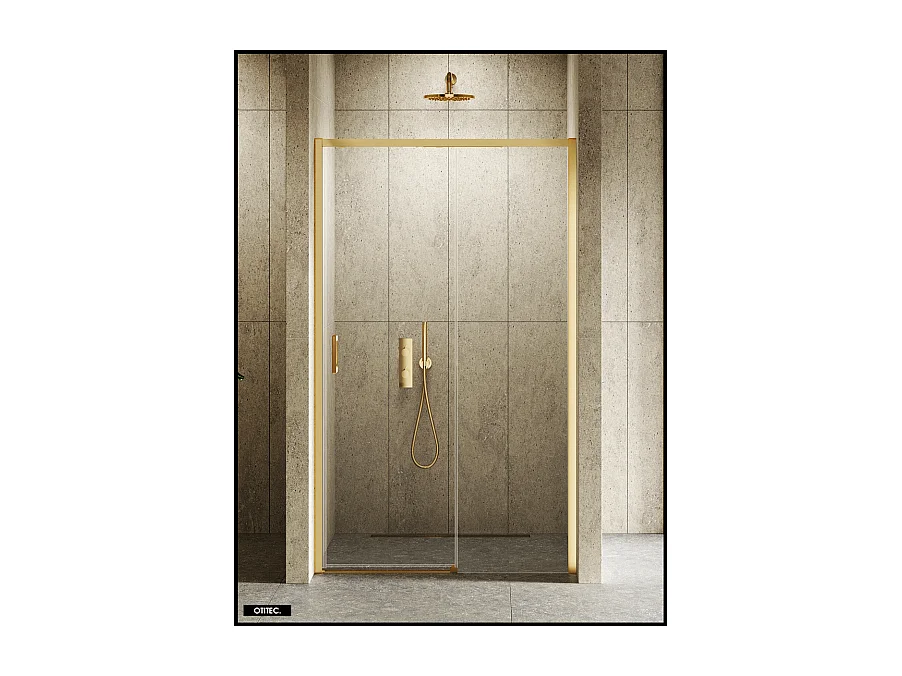 Porte de Douche avec Paroi Latérale - 140 x 200 - OR BROSSÉ - PRIME - DROITE
