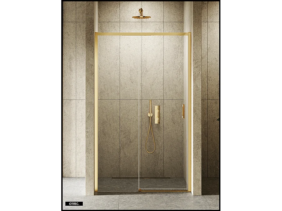 Porte de Douche avec Paroi Latérale - 100 x 200 - OR BROSSÉ - PRIME - GAUCHE